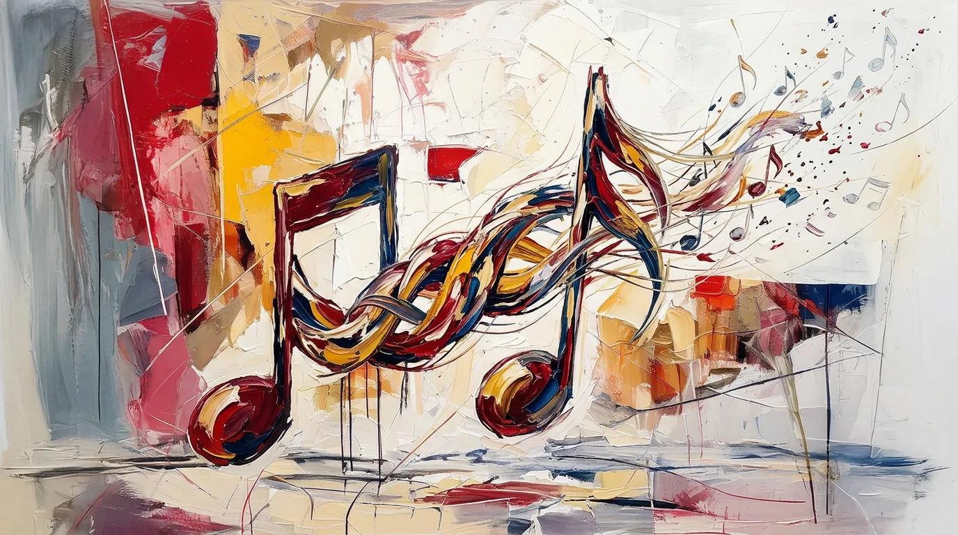 Ilustración: notas musicales entrelazadas