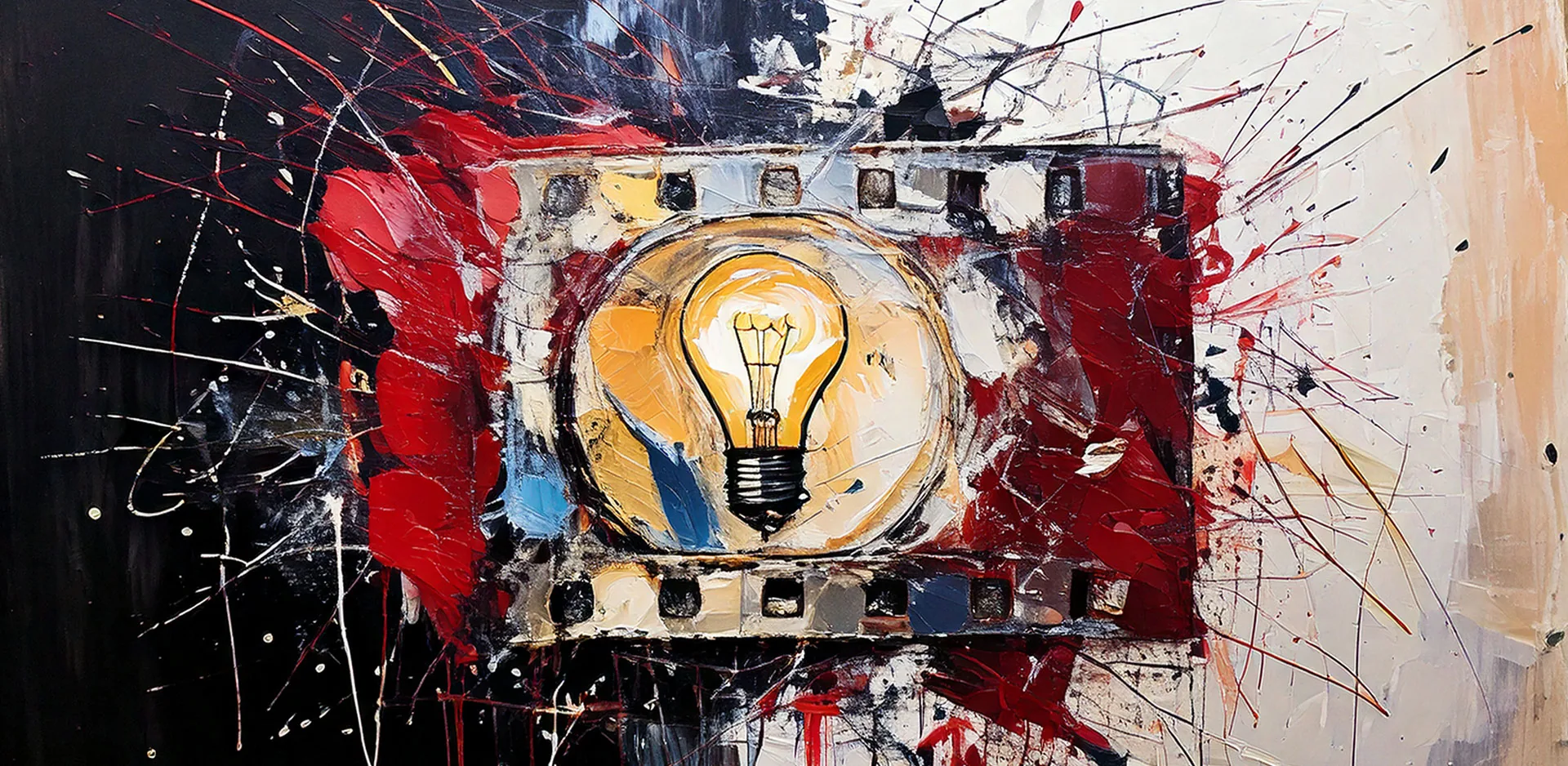 Illustration: light bulb inside a film frame