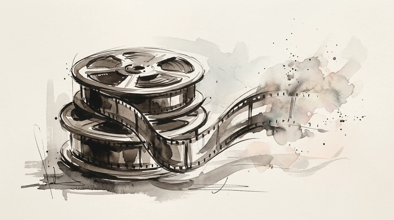 Ink watercolour: film reels