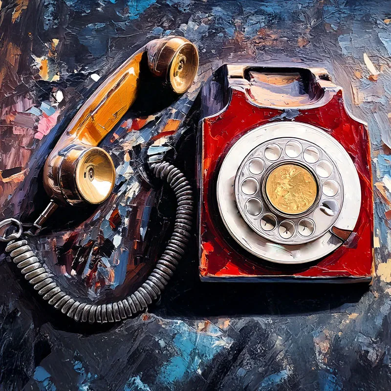 Ilustración: teléfono rojo retro